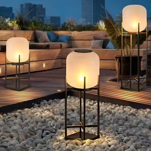 Lampes solaires LED d'extérieur, IP65, étanches, en acier inoxydable, avec télécommande, éclairage chaud 3000K, décoration de jardin - Product Image 1