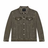 Veste en jean pour homme, style vintage délavé, veste en denim trucker, 100% coton, effet usé, boutons, poches à rabat, décontractée, printemps-automne