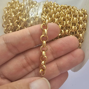 BCL133 Chaînes à maillons Rolo ronds en alliage d'<span class=keywords><strong>aluminium</strong></span> plaqué or mat épais, fournitures de bijoux populaires - Product Image 3