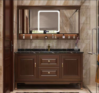 Meubles-lavabos de salle de bain modernes à double vasque, design spécial nord-américain, finition peinture bois, résistants à l'eau, à poser au sol, en quartz