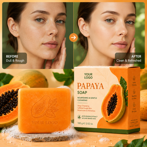 Savon à la papaye tendance pour une peau soyeuse et lisse, nettoyant en profondeur, éliminant les impuretés, rafraîchissant, sans cruauté, adapté à tous les types de peau - Product Image 2