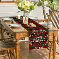 Imprimé lin Plaid Santa Table drapeau manger tapis noël Table napperons pour la décoration de noël 2025