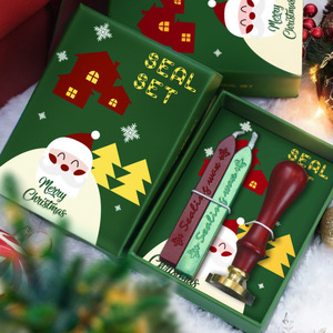 Ensemble de sceaux de Noël avec bâtonnets de cire et tampon à manche en bois pour cadeaux de fêtes - Product Image 2