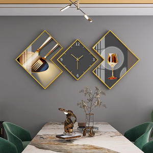 Tableau mural moderne minimaliste pour canapé, horloge murale, <span class=keywords><strong>peinture</strong></span> nordique en trois panneaux, <span class=keywords><strong>peinture</strong></span> en porcelaine cristalline pour salon - Product Image 5