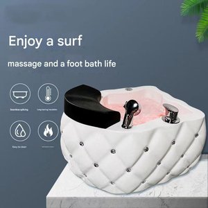 Sillón de Pedicura Profesional, Spa para Pies Portátil, Spa Redondo de Acrílico para Salón de Uñas con Lámpara LED de 7 Colores y Masaje - Product Image 5