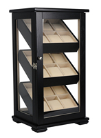 Boîte de rangement en bois massif plaqué, organisateur à 3 plateaux et 18 emplacements, vitrine pour montres