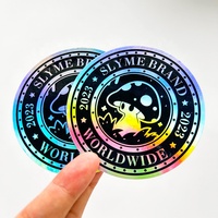 Étiquette de marque d'entreprise de dessin animé anti-rayures bon marché, autocollants holographiques en PVC étanches personnalisés avec logo, autocollants holographiques découpés à l'emporte-pièce