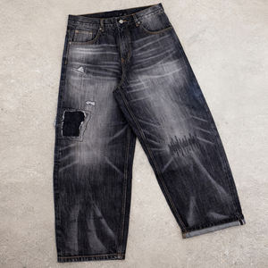 Dongguan الشركة المصنعة مخصص التصحيح رجل غسل حمض الساق واسعة فضفاضة اليابانية Selvedge السراويل الجينز السراويل الرجل - Product Image 2