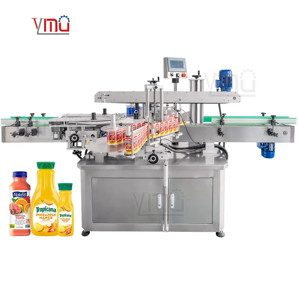 YIMU YM620 Recipiente automático Aplicador de etiquetas adhesivas planas Máquina etiquetadora de botellas cuadradas rectangulares de jugo de fruta