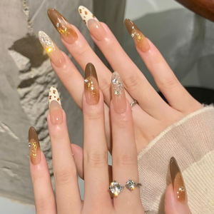 <span class=keywords><strong>Ongles</strong></span> pressés de style français de marque privée de luxe, faits à la main, personnalisés, en acrylique ABS, <span class=keywords><strong>colle</strong></span>, longs embouts, strass, <span class=keywords><strong>ongles</strong></span> artificiels - Product Image 2