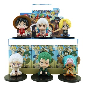 Set de Mini Figuras de Anime con Luffy y Zoro, 6 Piezas, Estatuas de Dibujos Animados Sentadas, Base Antideslizante para el Tablero del Auto, Decoración de Oficina y Escritorio - Product Image 1