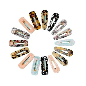 Korean Women Fashion Acetic Acid Hair pins Hair Accessories Leopard Golden Flakes Hollow Acrylic Hair Clip