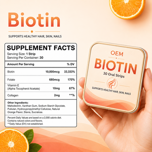 Biotin Collagen Keratin Vitamin Oral Film Strip Formula Hair Growth <b>Supplement</b> Hair Skin And Nails Oral Dissolving Film - Product Image 2