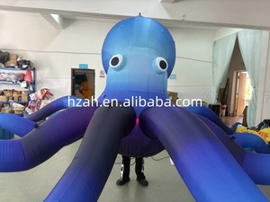 Ballon géant gonflable pieuvre bleue méduse en tissu Oxford avec lumières LED, résistant au vent et durable pour décorations de clubs, scènes et parcs marins - Product Image 5