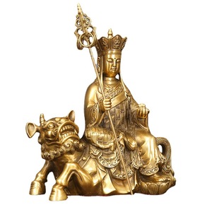 Estatua de Ksitigarbha Bodhisattva de latón sentado sobre un león, fundida a mano, decoración para el hogar, regalo para inauguración de casa, regalos empresariales - Product Image 4