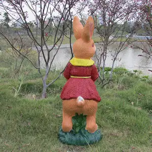 Outdoor Or Indoor Hot Sale Garden Decoration Fiberglass Lucky Rabbit Statue Resin Rabbit Figure