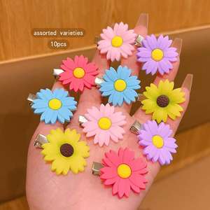 Klip rambut sekolah sehari-hari lucu berbentuk bunga warna-warni klip rambut untuk anak perempuan aksesori rambut manis - Product Image 1