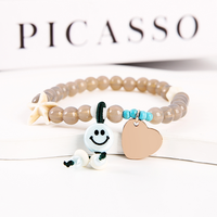 Ywyougang 4 Farben für Puppen Vergoldetes Perlen-Edelstahl Blanko-Herz-Anhänger Stretch-Armband Unisex Geschenk Modeschmuck