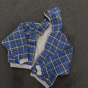 Sudadera con capucha reversible a cuadros unisex de invierno con cremallera, estampado digital, ecológica, informal, de corte holgado, al por mayor - Product Image 4