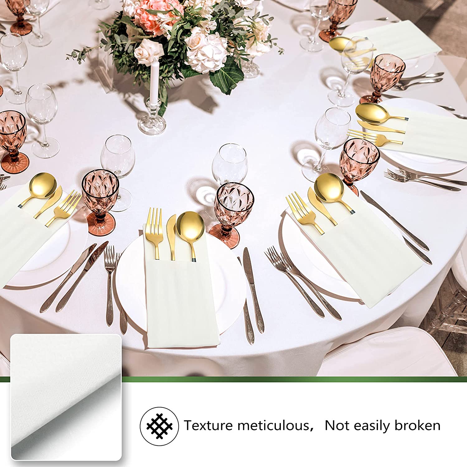 Folded Cutlery Pocket Serviettes Paper Tissue Table Napkins for Dinner Party Wedding Decoration