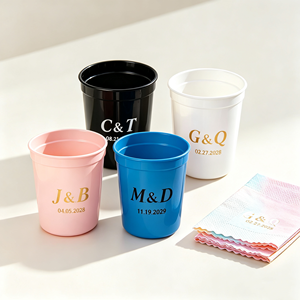 แก้วพลาสติกฝ้าแบบ OEM พร้อมอักษรย่อสำหรับงานแต่งงาน บาร์ และงานเลี้ยงขึ้นบ้านใหม่ อุปกรณ์จัดงานปาร์ตี้ แก้วเบียร์สำหรับสนามกีฬา ขนาด 16 ออนซ์ 12 ออนซ์ แบบพิมพ์ลาย - Product Image 1