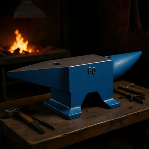 Enclume en acier moulé à cornet unique, 60 kg, bleue, de qualité industrielle, outil de forgerie avec trou carré et revêtement électrostatique - Product Image 2