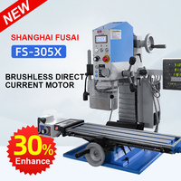 Machine à percer et à fraiser verticale FUSAI FS-305X 750W 220V avec affichage numérique, alimentation bois/métal, vitesse variable automatique, robuste
