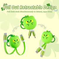 Câble de charge rapide rétractable Unique Frog 60W USB C vers USB C, câble de données USB Type C universel en forme de grenouille de dessin animé 60W