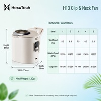 Ventilateur de cou sans pales H13 avec clip parapluie détachable, affichage numérique, 2000 mAh, portable, rechargeable, éclairage intégré, pour extérieur