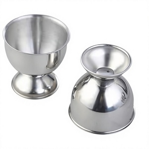 Stainless Steel Egg Cups Holder Set 2 Pieces Dishwasher Safe Utensils for Breakfast - Product Image 1