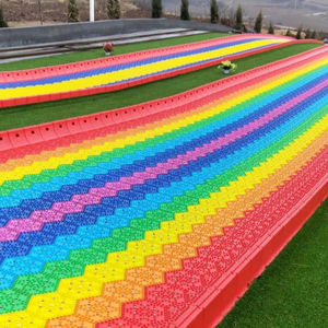 야외 레인보우 슬라이드 판매 건조 무독성 플라스틱 소재 퇴색 방지 비바람에 견디는 쉬운 설정 놀이터 공원에 적합 - Product Image 3