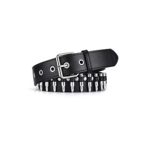 Cinturón de Metal Negro con Hebilla de Aleación, Ancho Regular, Estilo Punk Gótico - Product Image 1