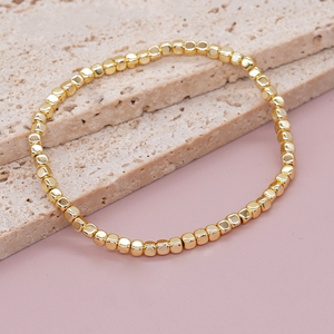 Go2boho Square Hematite Stone <strong>Bracelets</strong> Golden Beaded <strong>Stacking</strong> Elastic Stretch Handmade Fashion Unisex Jewelry Hawaii Trendy - Product Image 4