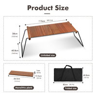 Table pliante en bois multifonctionnelle pour le camping, le jardin et l'extérieur, détachable, moderne, KingGear, mobilier d'extérieur portable pour barbecue