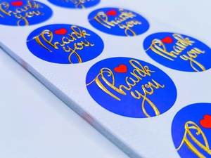 custom roll shaped round circle holographic seal thank you sticker <b>label</b> - Product Image 6