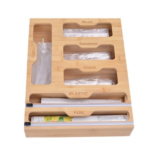 China Suppliers Wholesale Bamboo Kitchen Plastic Baggie Drawer Organizer Ziplock Bag Storage Organizer