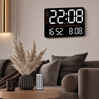 Jam Dinding Digital LED Layar Besar Minimalis Nordik dengan Remote Control, Tampilan Hitung Mundur Hari, Suhu, dan Kelembapan, OEM ODM