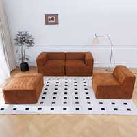 Sofa Kulit Mewah Modern OEM Tanpa Rangka Bentuk L Sofa Terkompresi Tanpa Bingkai Sofa Modular Tanpa Perakitan Perabot Ruang Tamu