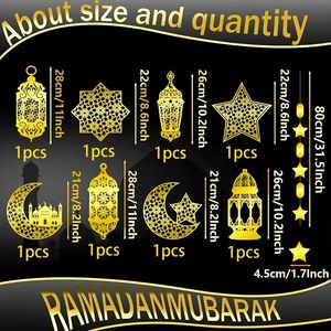 Guirlande suspendue pour l'Aïd avec des motifs d'étoiles et <span class=keywords><strong>de</strong></span> croissants <span class=keywords><strong>de</strong></span> lune du Ramadan, guirlande festive pour la décoration <span class=keywords><strong>de</strong></span> la maison, des murs, des portes et des fenêtres - Product Image 4