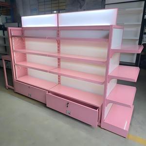 Estante Cosmético con Caja de Luz, Estantes Ajustables para Tienda de Cosméticos, Vitrina Cosmética Rosa para <span class=keywords><strong>Supermercado</strong></span> - Product Image 1