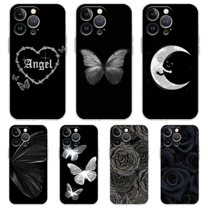 Custodia per telefono di lusso con labbra nere in stile gotico per <span class=keywords><strong>iPhone</strong></span> 16 15 14 13 12 11 17 Max xx X XR <span class=keywords><strong>SE</strong></span> 8 Plus Cover trasparente in Silicone morbido TPU - Product Image 1