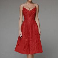 Robe de soirée sexy à volants, robe mi-longue à bretelles pour femmes, robe trapèze à taille haute, robe sans manches brodée, robe trapèze dos nu