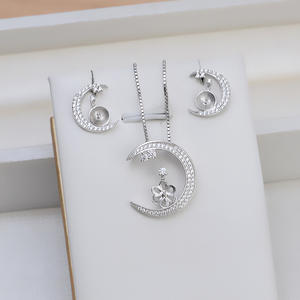 Juego de Joyería de Plata S925 para Mujer, con Perlas DIY, Colgante de Luna, Pendientes de Luna, Soporte Vacío, Estilo Tide 1379 - Product Image 2