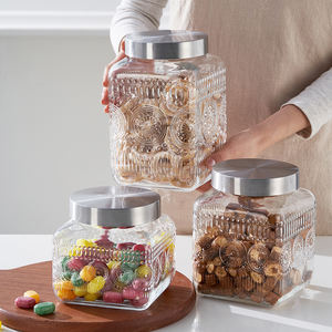 مجموعة برطمانات زجاجية محكمة الإغلاق ومانعة للتسرب، خالية من مادة BPA، صالحة للطعام، بسعات 1.3 لتر و1.9 لتر و2.4 لتر، آمنة للغسل في غسالة الأطباق، بتصميم مربع للحلوى والبسكويت - Product Image 2