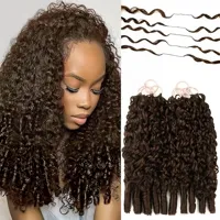 Extensions de cheveux humains en crochet à plumes, 100 % alignées sur les cuticules, pour tresses, bouclées birmanes, à nœuds invisibles, style bohème - Fournisseur en gros