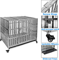 Grande cage pliable pour chien en acier inoxydable avec plateau en plastique pour chiens, cage pour chien en acier inoxydable, cage pour chien robuste