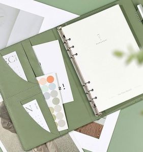 Custom Engraved A5 Tri-Fold Square Design Business Notebook Set 100 Sheets Leather Cover Spiral Style <b>Pen</b> Slot Packaging Gift - Product Image 2