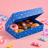 Boîte en carton blanc de qualité alimentaire à couvercle rabattable, imprimée sur mesure, pliable, pour emballer des beignets, des gâteaux, des pâtisseries