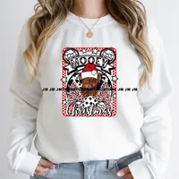 Autocollants Transfert DTF Lavables Prêts à Presser pour Textiles, Motif Arbre de Noël et Père Noël en Crochet Effet Fil Fantaisie, Saison Hivernale