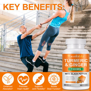 Compléments alimentaires en capsules Acentiallabs au <span class=keywords><strong>curcuma</strong></span>, gingembre <span class=keywords><strong>et</strong></span> <span class=keywords><strong>poivre</strong></span> <span class=keywords><strong>noir</strong></span>, capsules de curcumine biologique pour le soutien des articulations - Product Image 5